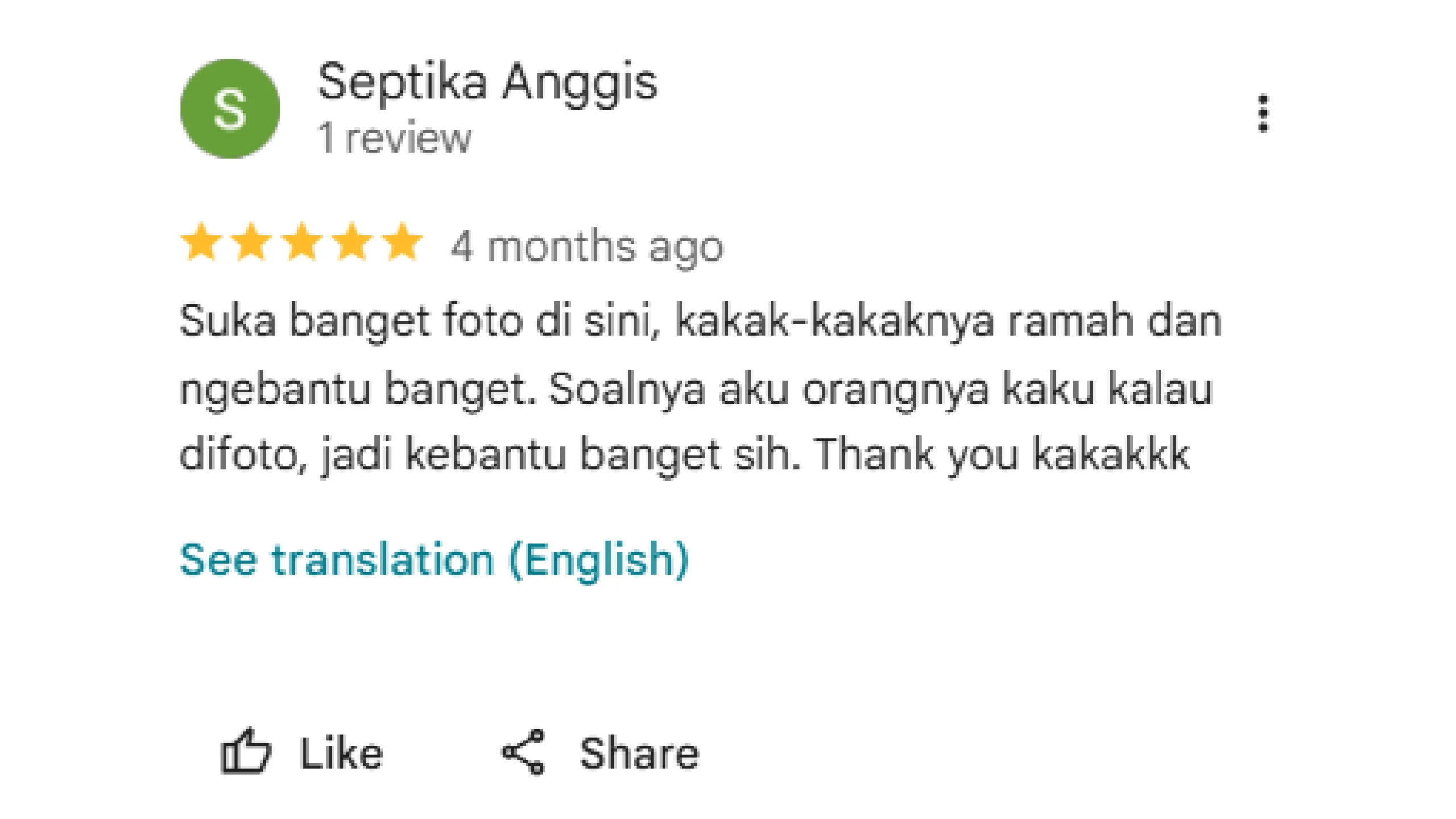 Testimoni pelanggan Sudut Rumah Studio Batam 04